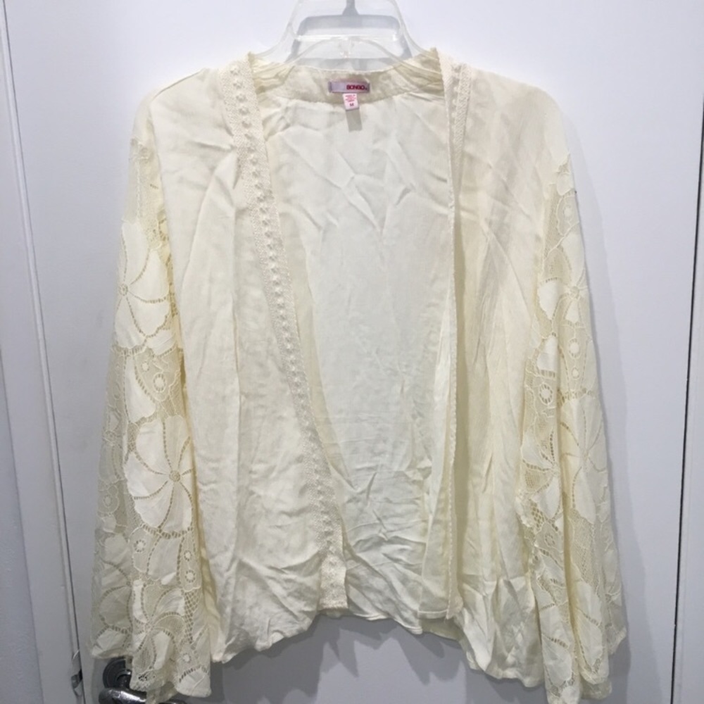 Boho Lace Bell Sleeve Cardigan Duster Top Sz M